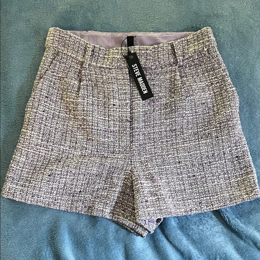 Steve Madden Women's Lavender Tweed High Waist Shorts NWT (Dahlia Purple) Size S